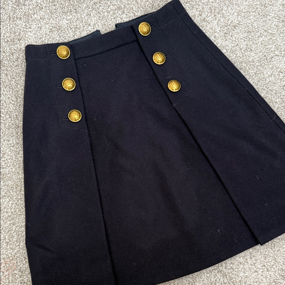 J. Crew Black A-Line Skirt with Gold Buttons